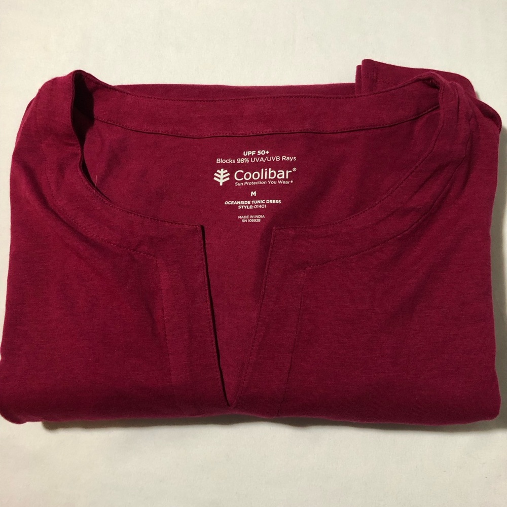 NWT coolibar cranberry red Oceanside tunic dress M sun protection upf 50+ 01401 - Picture 9 of 9